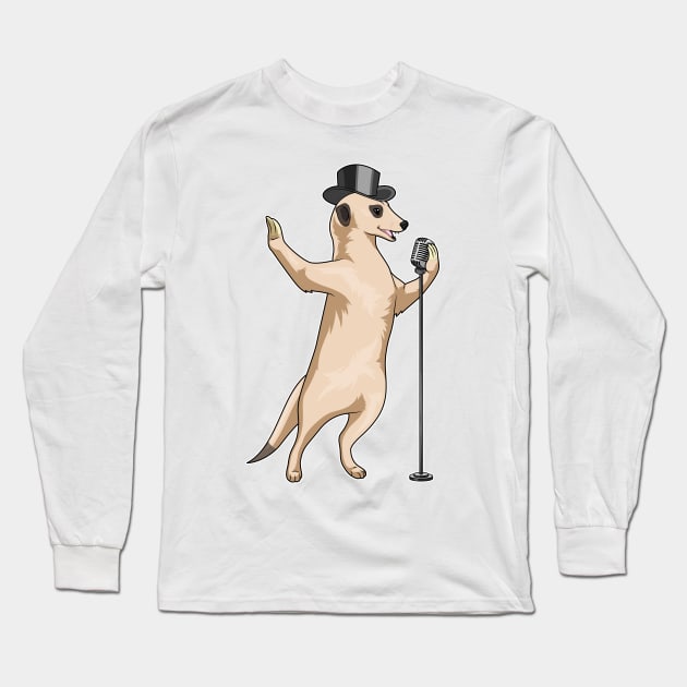 Meerkat Singer Microphone Music Long Sleeve T-Shirt by Markus Schnabel